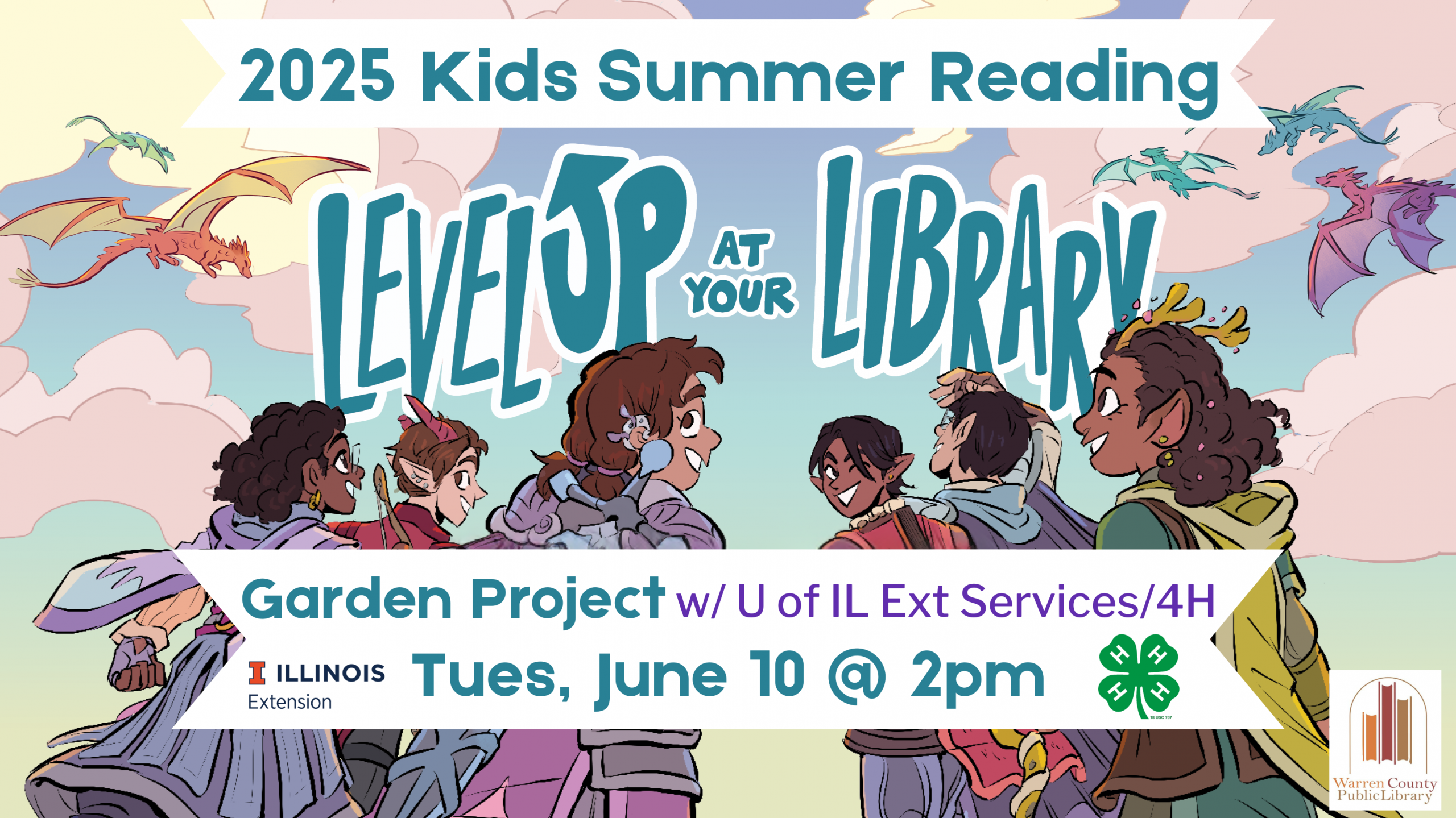 2025 Kids Summer Reading Level Up at Your Library Garden Project with University of Illinois Extension Services/4H Tues, June 10 at 2pm