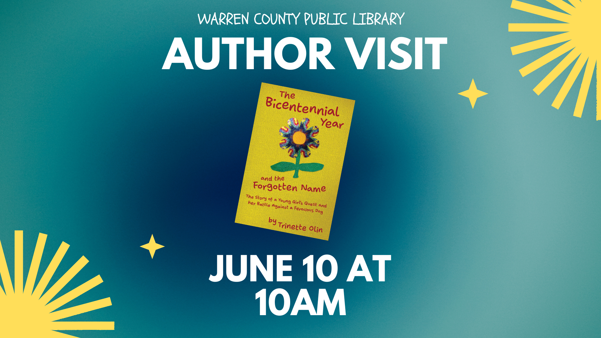 Warren County Public Library Author Visit with Trinette Olin on June 10 at 10am